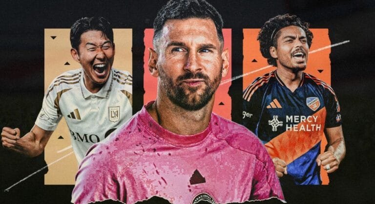 7월 26일 MLS 경기 프리뷰 – 인터 마이애미의 리오넬 메시를 중심으로 LAFC 손흥민과 FC 신시내티 오렐라노가 함께 담긴 MLS 주요 경기 프리뷰 이미지.