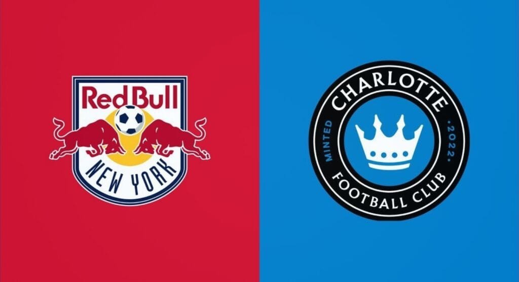 7월 26일 MLS 경기 뉴욕 레드불스 vs 샬럿 FC 구단 로고